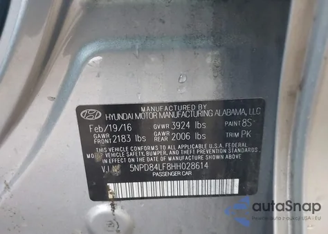 2017 Hyundai Elantra Limited from USA, damaged, VIN 5NPD84LF8HH028614